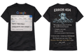 Black t-shirt with a Google error 404 design on the front and back